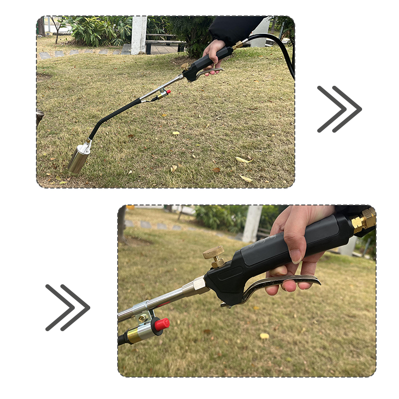 Heavy Duty Propane Weed Burner - 80cm Flame Torch with Piezo Ignition for Gardening, Roofing & Ice Melting - One-Hand Control Design