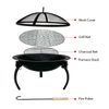EY015 2-in-1 Portable Fire Pit Bowl & Charcoal Grill - Foldable Camping BBQ Grill