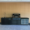 Eureka B-ZH601-1-BG black stainless steel modular outdoor kitchen island, all-in-one BBQ grill cabinet with sink and refrigerator for backyard villa