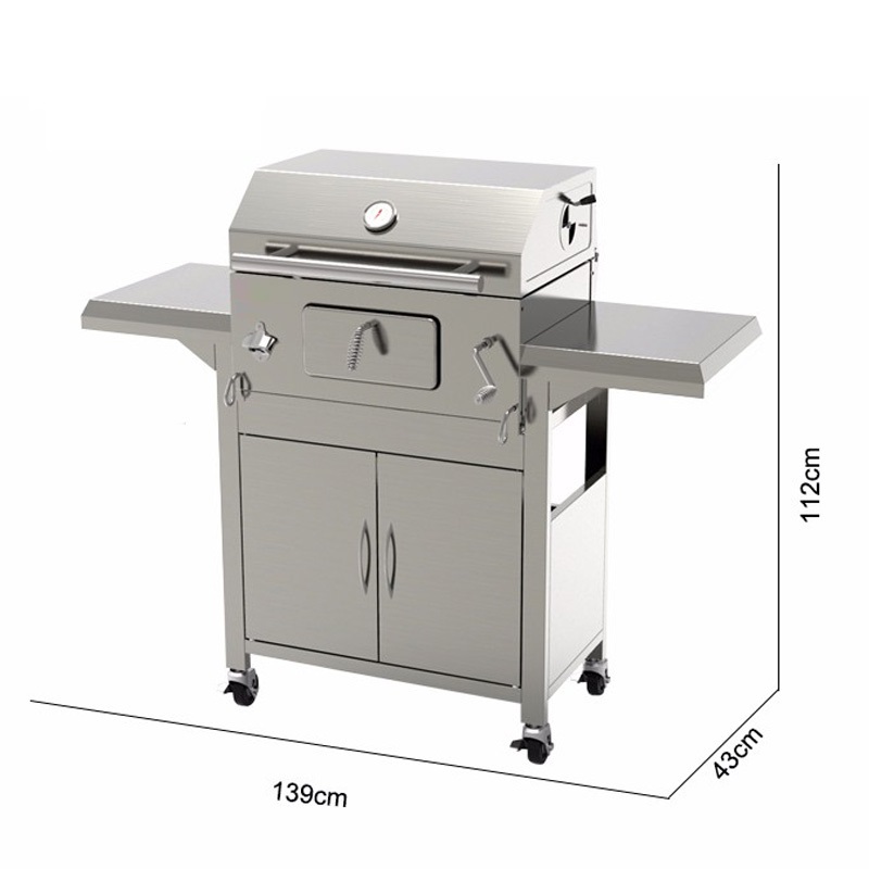 SC001K-A Outdoor Backyard Charcoal BBQ Grill with Storage Cabinet - 304 Stainless Steel