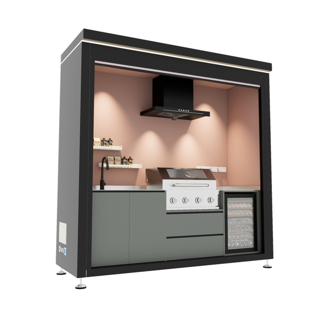 Mobile Modular Outdoor Kitchen with Roller Shutter Door - 4 Burner Gas & Charcoal Grill