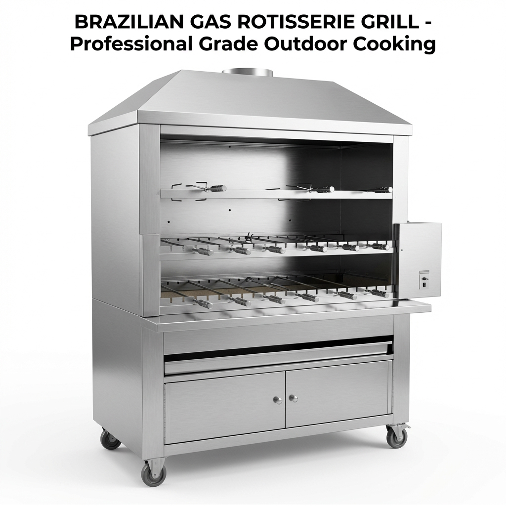 Professional Commercial Brazilian Rotisserie Grill: 30+ Skewers Large Capacity Charcoal/Gas Churrasco Grill - Wholesale Restaurant Kitchen Equipment Supplier