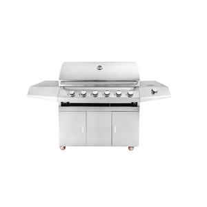 Premium Stainless Steel Gas Grill with LED Knobs - 6 Burner Propane BBQ with Lid & Side Burner - Large 970x500mm Cooking Area for Backyard