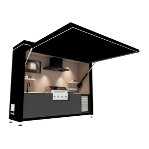 Modular Outdoor Kitchen with Electric Flip-Top Hatch - 4 Burner Gas Grill & Induction Cooker