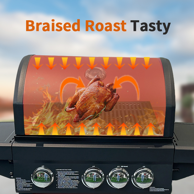 B-ERT301R 4 Burners Gas BBQ Grill Barbecue Outdoor Grill Station