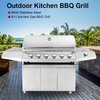 Premium Stainless Steel Gas Grill with LED Knobs - 6 Burner Propane BBQ with Lid & Side Burner - Large 970x500mm Cooking Area for Backyard