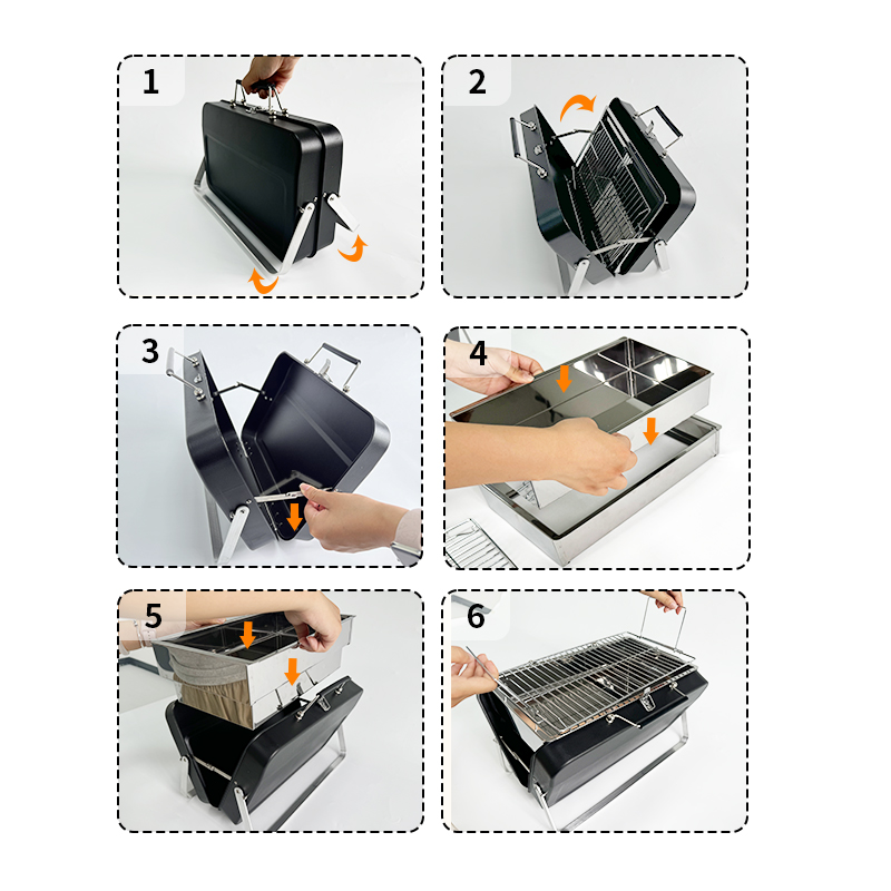 Eureka FG01C Portable Suitcase Charcoal BBQ Grill: Folding Tabletop Grill with Independent Charcoal Tank - Wholesale Lightweight Camping Gear