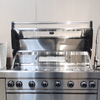 Premium Stainless Steel Built-in Gas Grill with Infrared Rear Burner - 6 Burner Outdoor BBQ Head with Glass View Hood & LED Lights