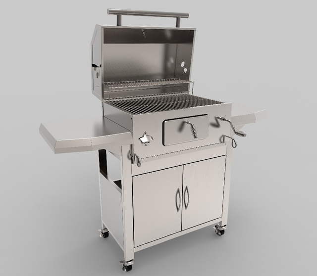 SC001K-A Outdoor Backyard Charcoal BBQ Grill with Storage Cabinet - 304 Stainless Steel