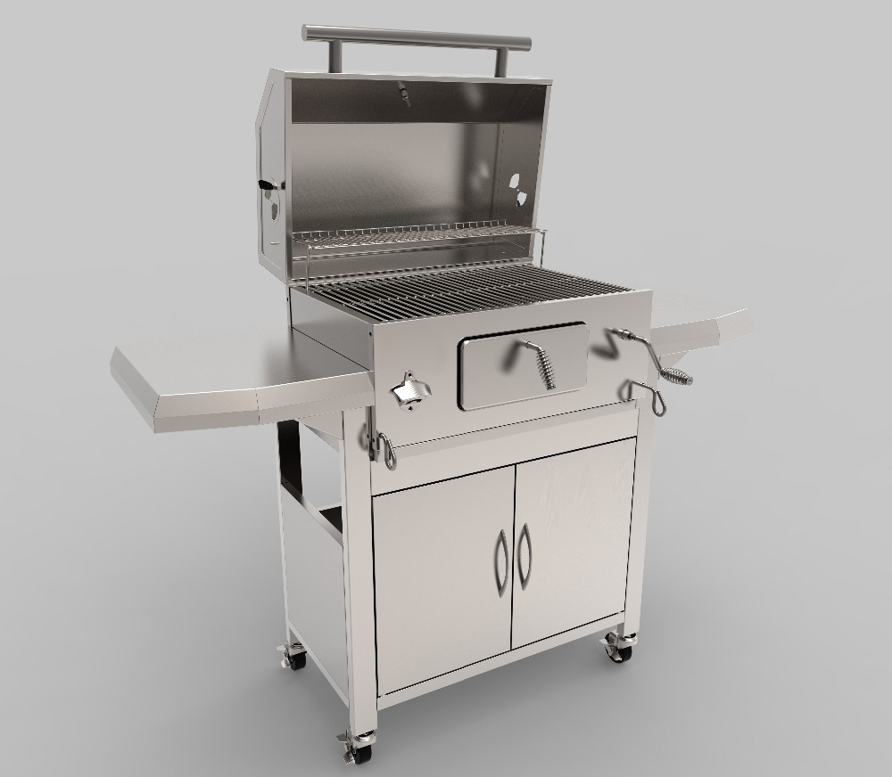 SC001K-A Outdoor Backyard Charcoal BBQ Grill with Storage Cabinet - 304 Stainless Steel