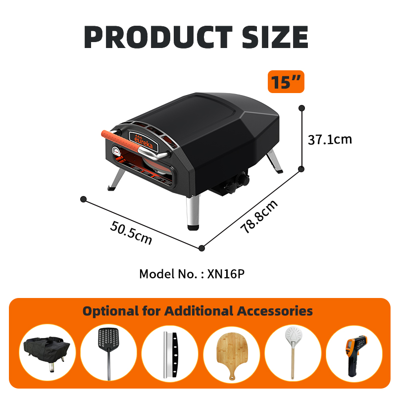 XN16P 15 Inch Countertop Pizza Oven Pizza Oven Portable Outdoor Kitchen Gas-Powered Pizza Oven