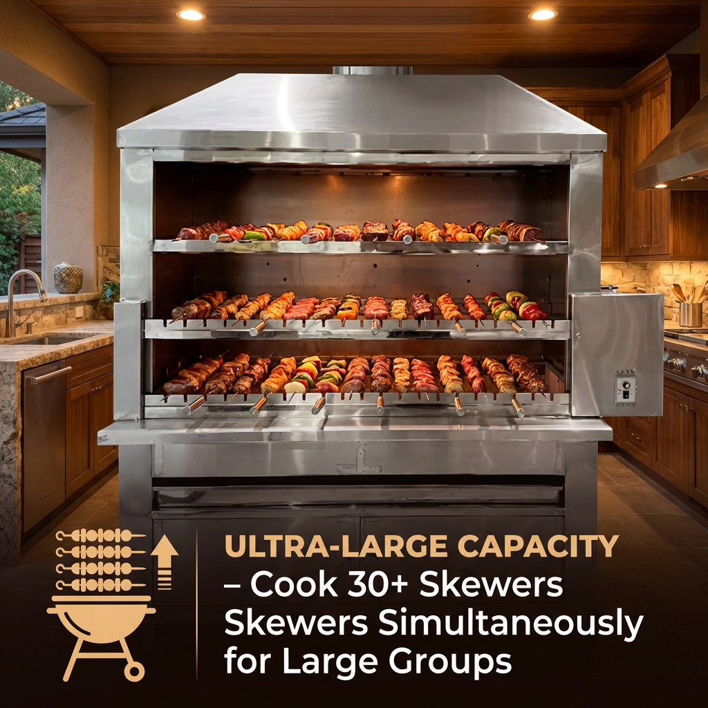 Professional Commercial Brazilian Rotisserie Grill: 30+ Skewers Large Capacity Charcoal/Gas Churrasco Grill - Wholesale Restaurant Kitchen Equipment Supplier