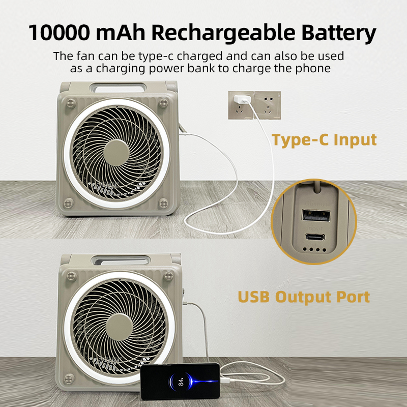 Eureka SF08E 10,000mAh Portable Rechargeable Fan - Telescopic Foldable Pedestal Fan with LED Light - 5-Speed Wireless Standing Fan for Camping, Home & Office