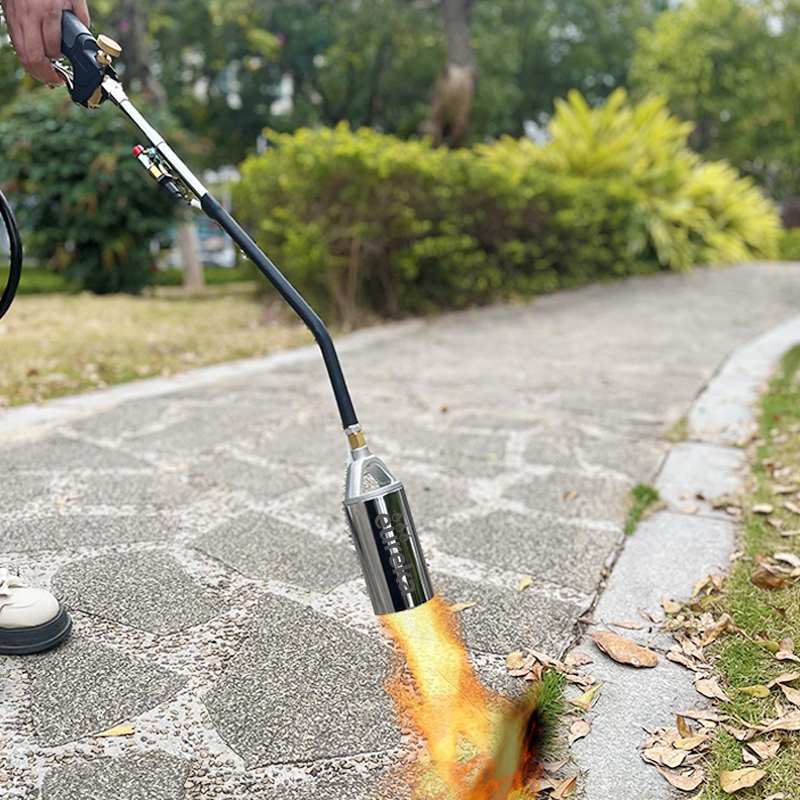 Heavy Duty Propane Weed Burner - 80cm Flame Torch with Piezo Ignition for Gardening, Roofing & Ice Melting - One-Hand Control Design