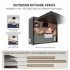 OKP Plus MaxE Mobile Modular Outdoor Kitchen with Electric Flip-Top Hatch - 6 Burner Gas Grill & Induction Cooker