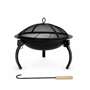 EY015 2-in-1 Portable Fire Pit Bowl & Charcoal Grill - Foldable Camping BBQ Grill