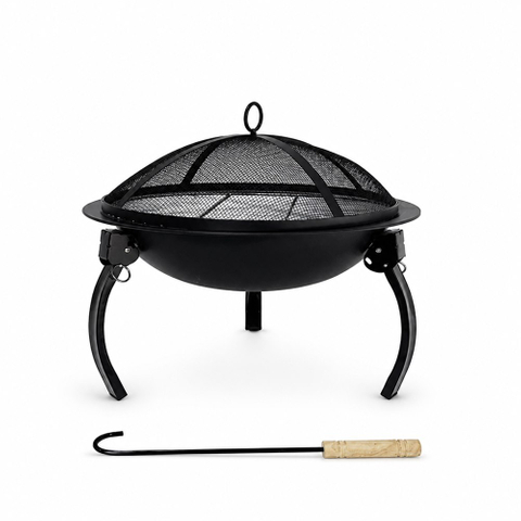 EY015 2-in-1 Portable Fire Pit Bowl & Charcoal Grill - Foldable Camping BBQ Grill