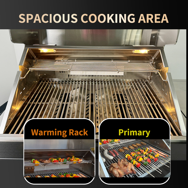 BW411-G 4+1+1 Burner Gas BBQ Grill - 78000 BTU Stainless Steel Grill with Rotisserie