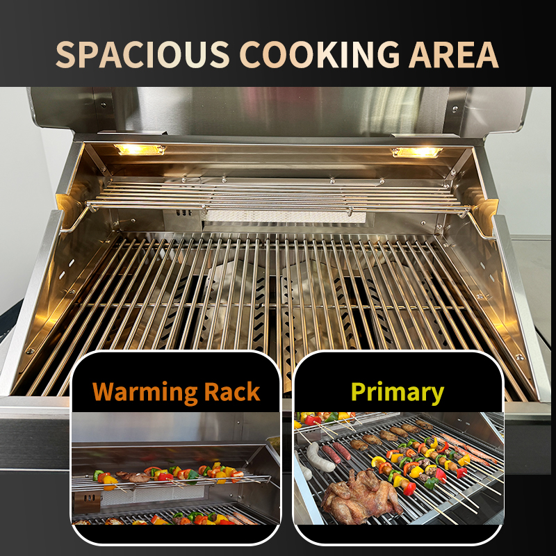 BW411-G 4+1+1 Burner Gas BBQ Grill - 78000 BTU Stainless Steel Grill with Rotisserie