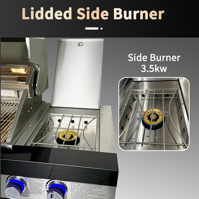 BW411-G 4+1+1 Burner Gas BBQ Grill - 78000 BTU Stainless Steel Grill with Rotisserie