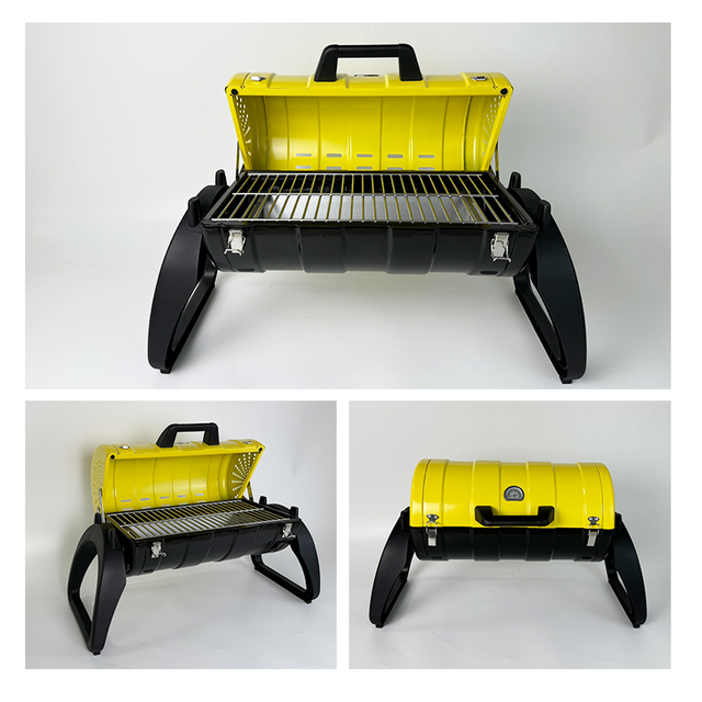 Eureka DJ003G-G 26 inch portable propane gas grill, foldable camping BBQ stove with built-in thermometer, multi-color outdoor tabletop grill for road trip beach picnic