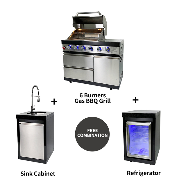 BW411-SI Outdoor Party Full Stainless Garden BBQ Gas Grill Party Barbecue Machine Modern Kitchen with Island